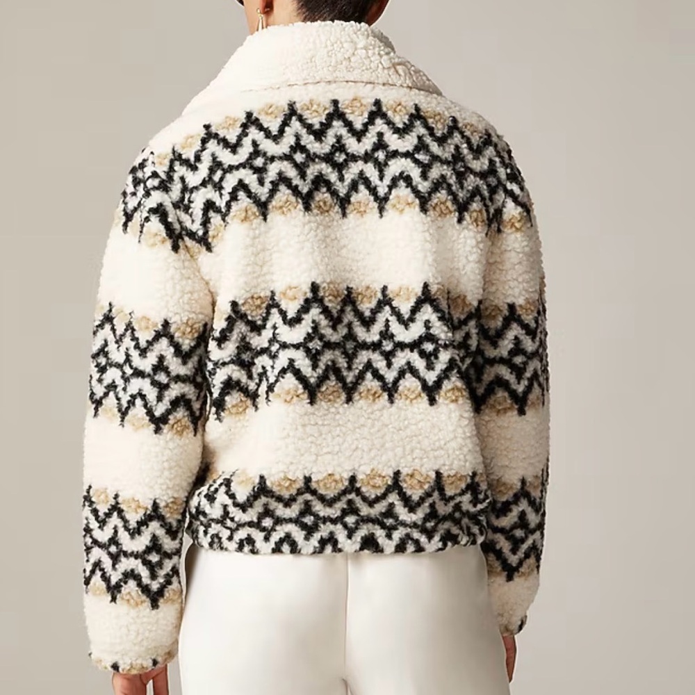 J.Crew Jacquard-print sherpa half-zip fleece pullover
